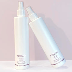 ALURAM Heat Defense Mist spray action demonstrates easy application.