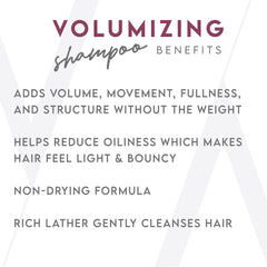 ALURAM Volumizing Shampoo ingredients graphic highlighting rice protein and rose extract.