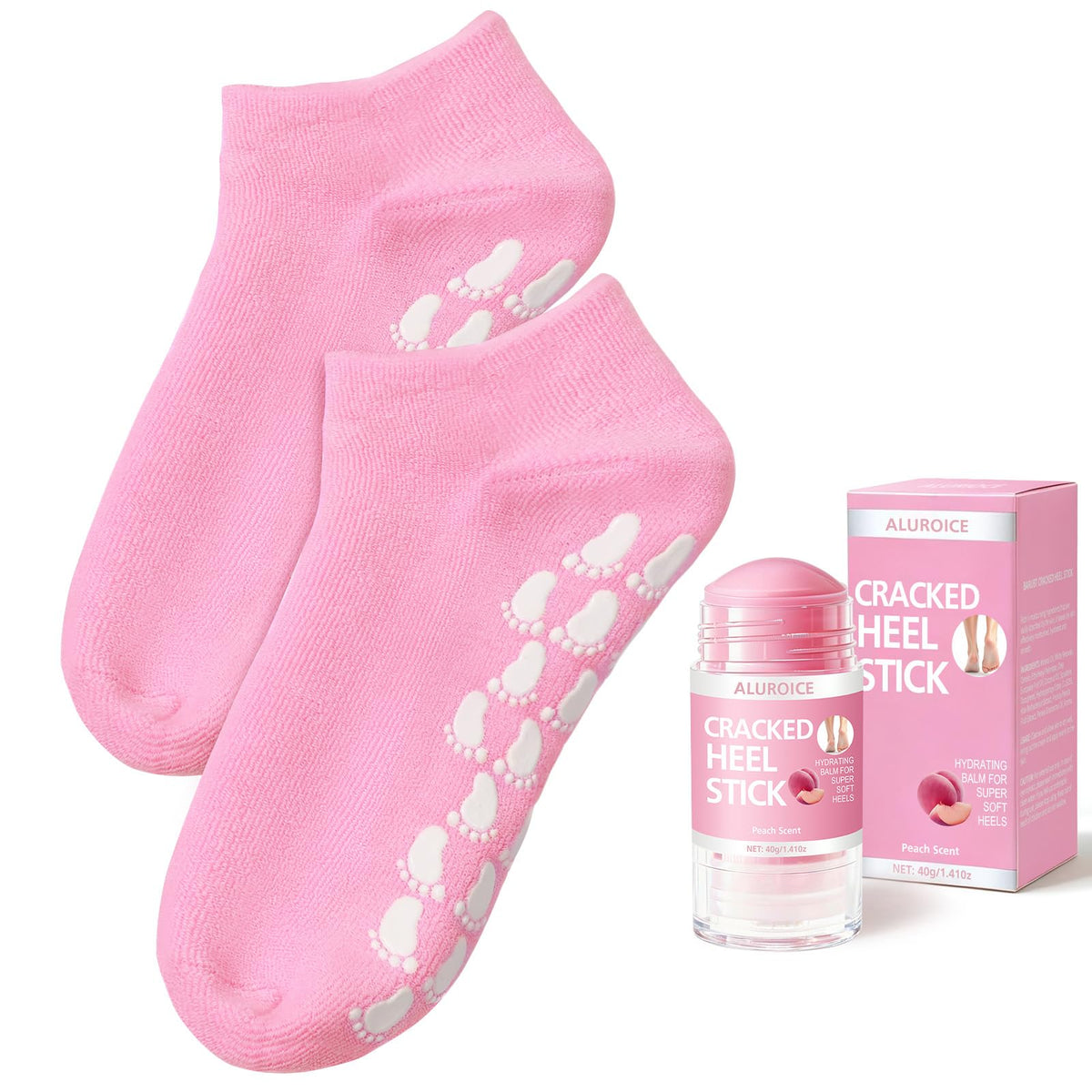 ALUROICE silicone moisturizing socks worn on feet for deep hydration and comfort