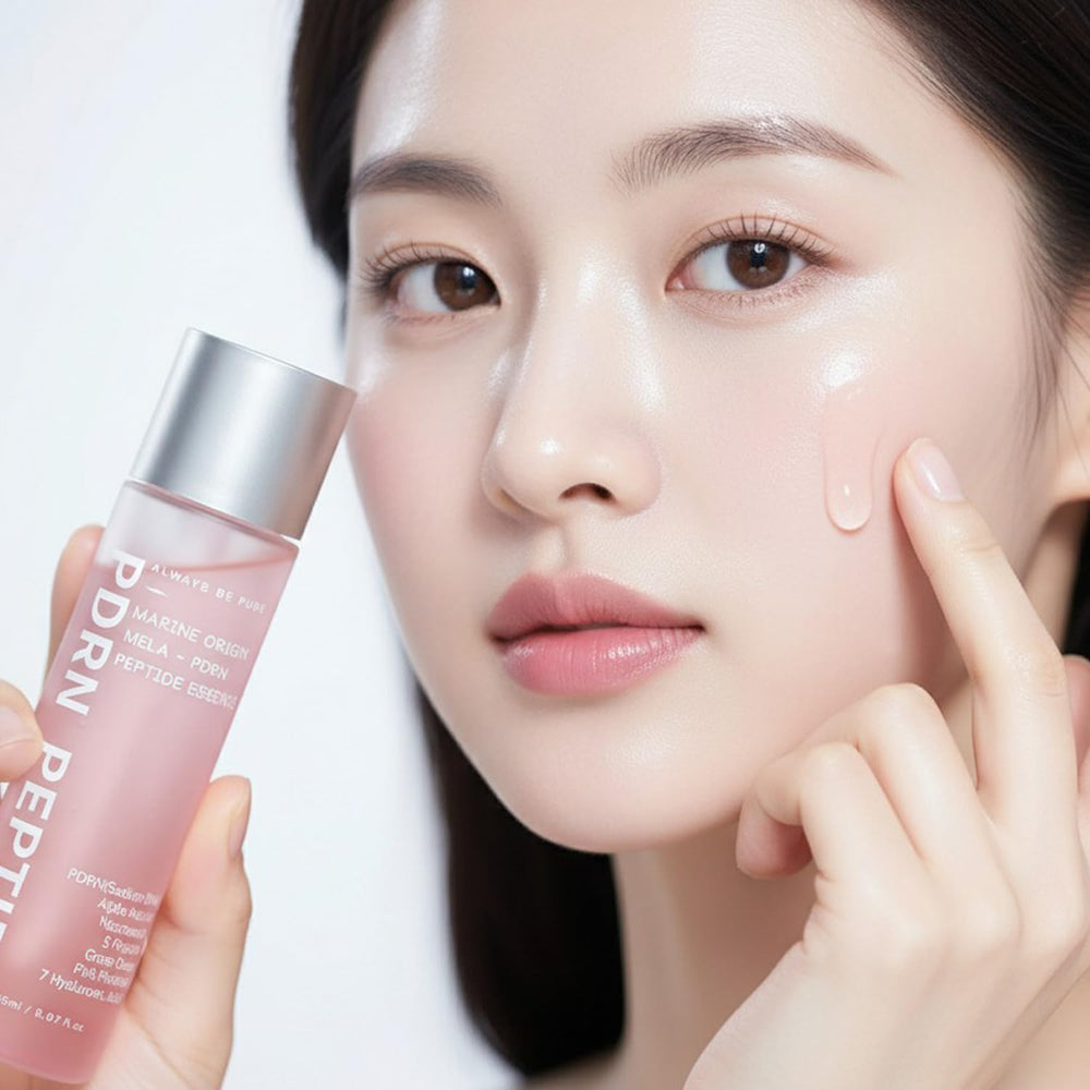 Always Be Pure Mela-PDRN essence on skin delivering subtle glow and refresh