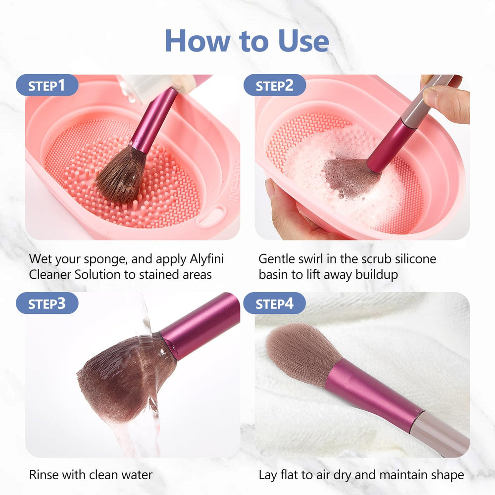 Alyfini makeup brush cleaner set in gift-ready packaging.