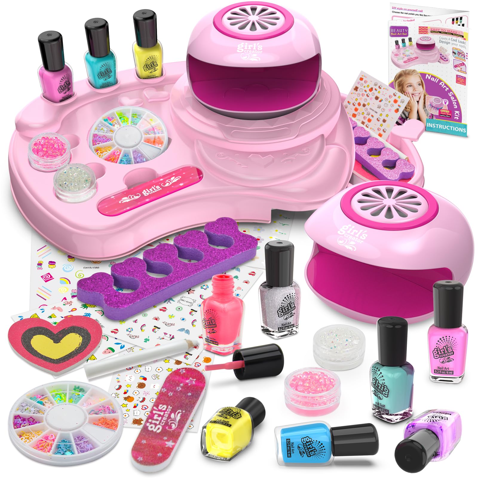 Amagoing nail studio desk showing organized storage for kids' art sessions