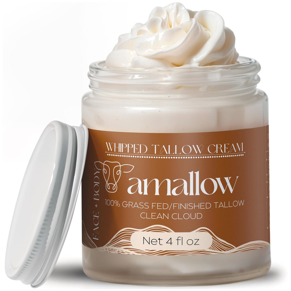 Amallow whipped beef tallow moisturizer in a jar for rich facial and body hydration.