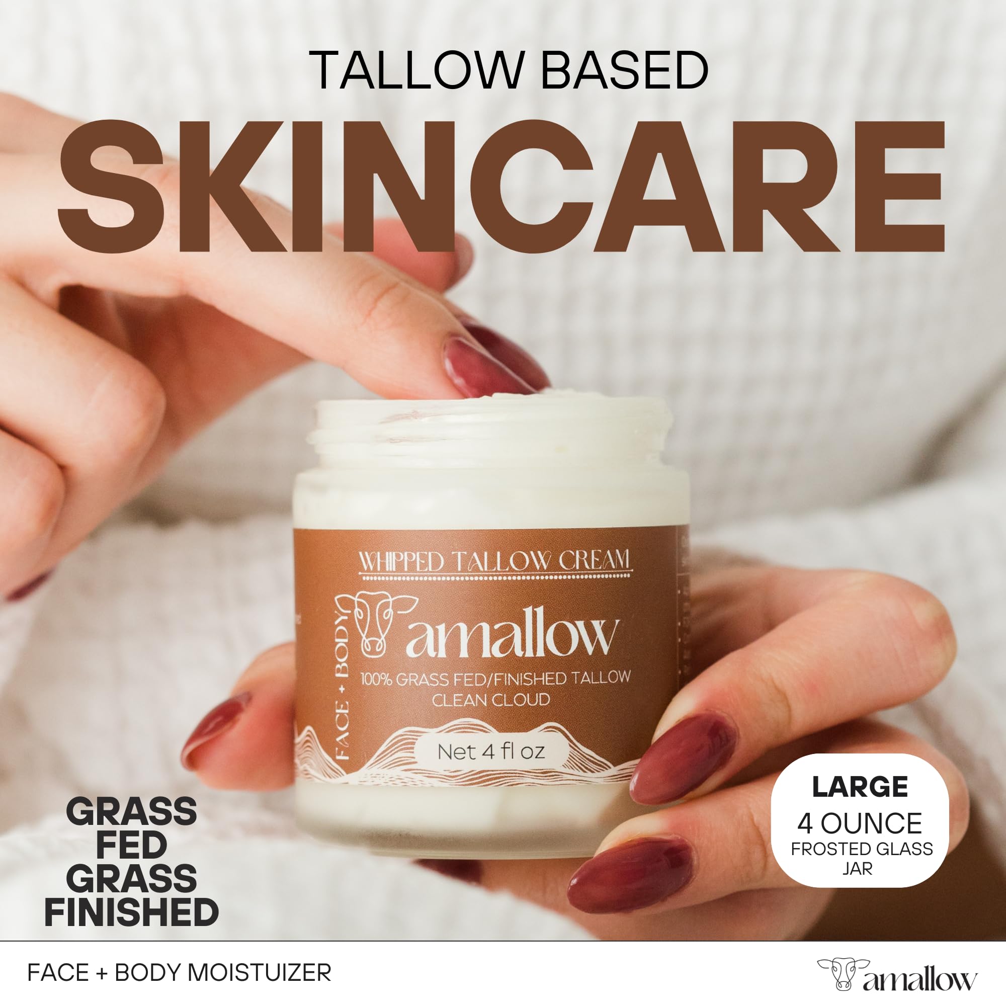Amallow whipped texture close-up showing creamy moisturizer for smoother skin.