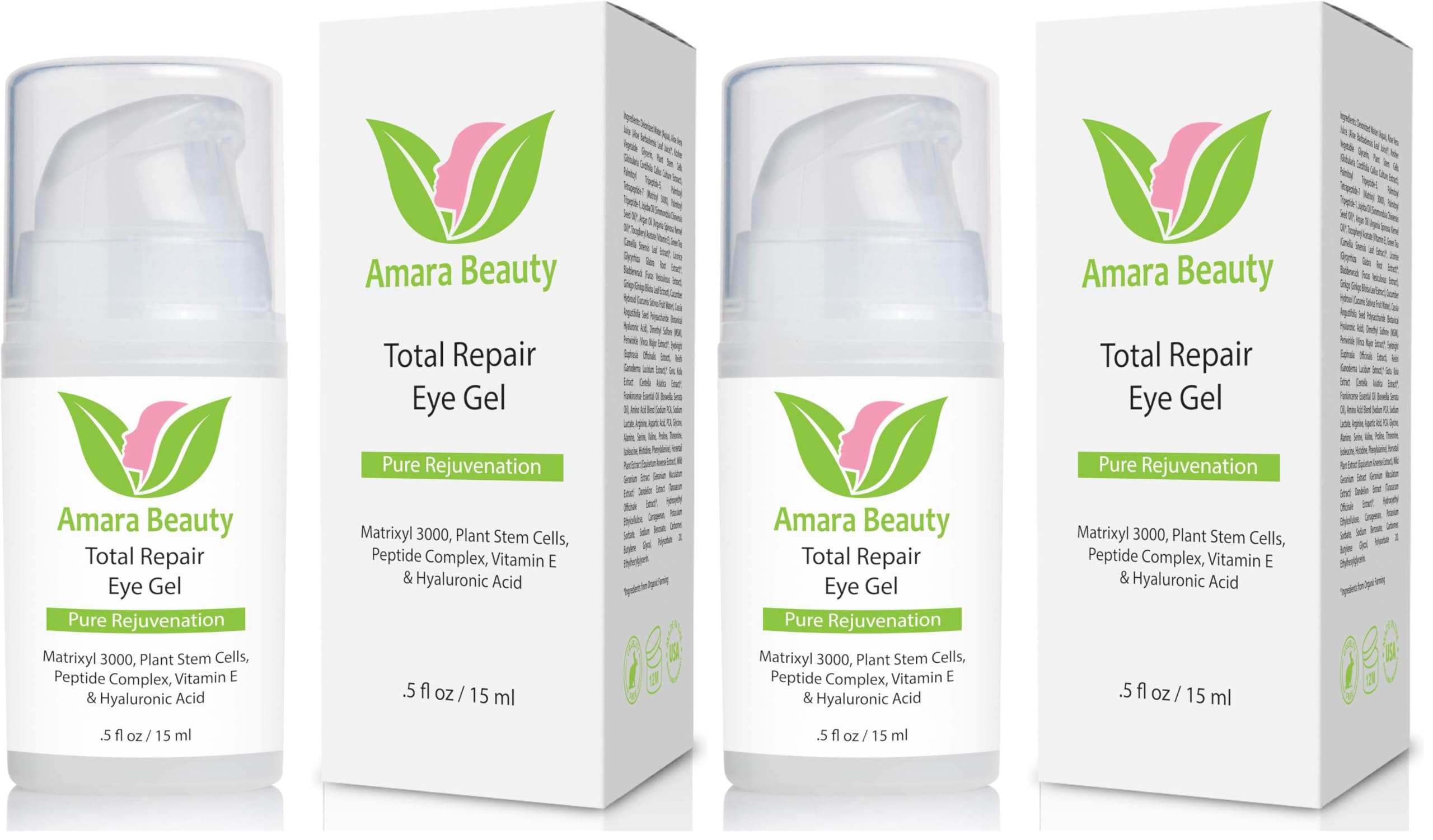Amara Beauty Eye Cream Gel pack 2 front view for refreshed eyes.