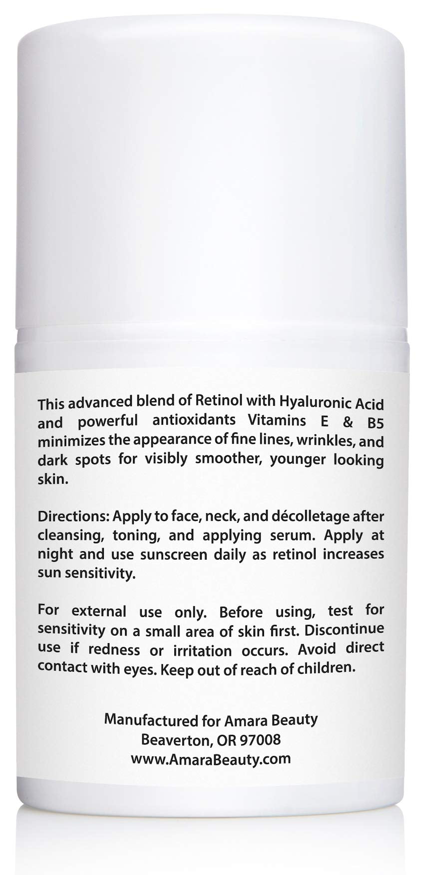 Amara Beauty retinol cream pump dispensing for easy application