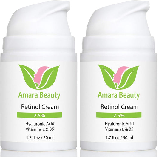 Amara Beauty retinol cream bottle front showing premium packaging for smoother skin