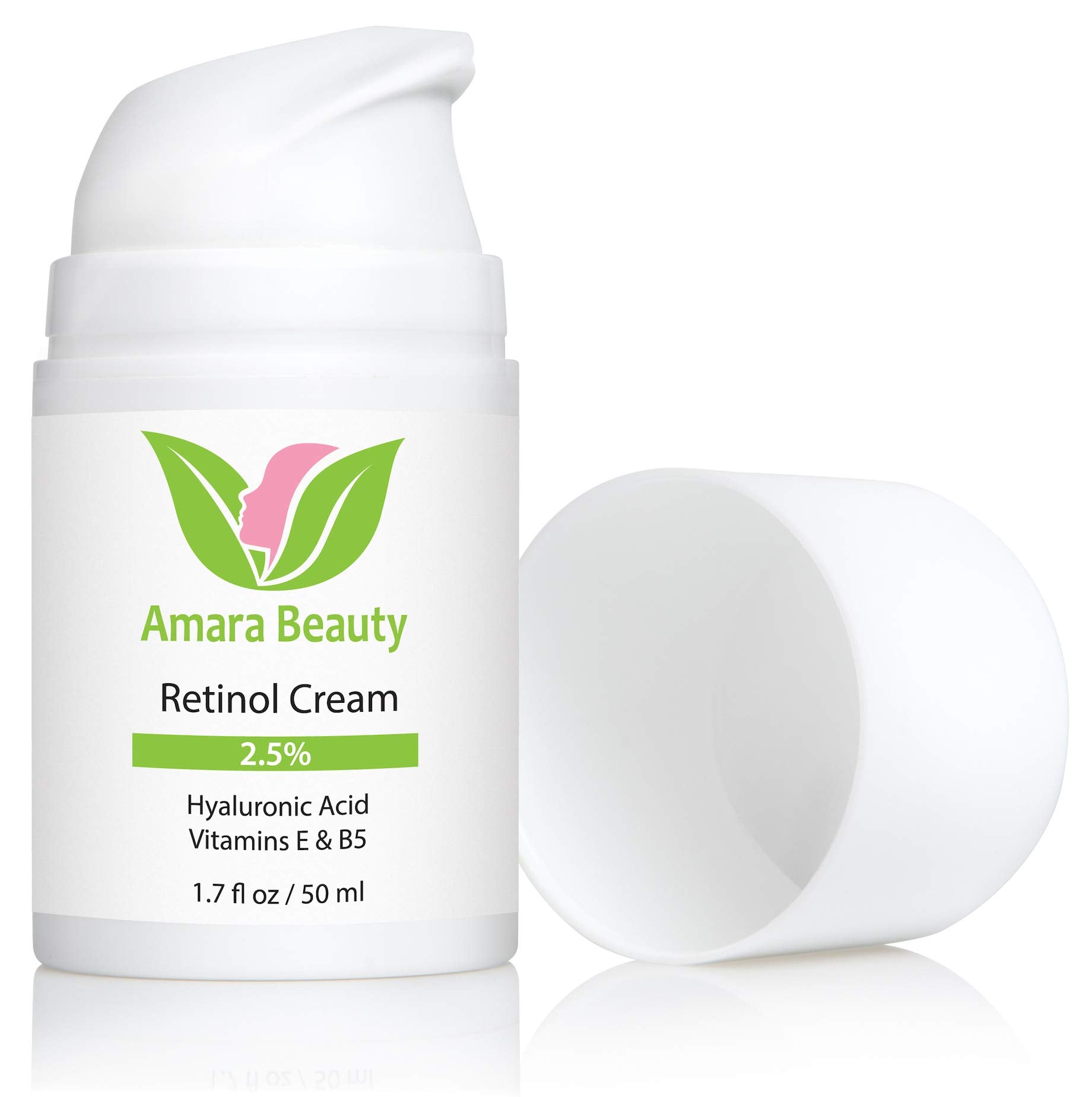 Amara Beauty retinol cream ingredients panel with hyaluronic acid for hydration