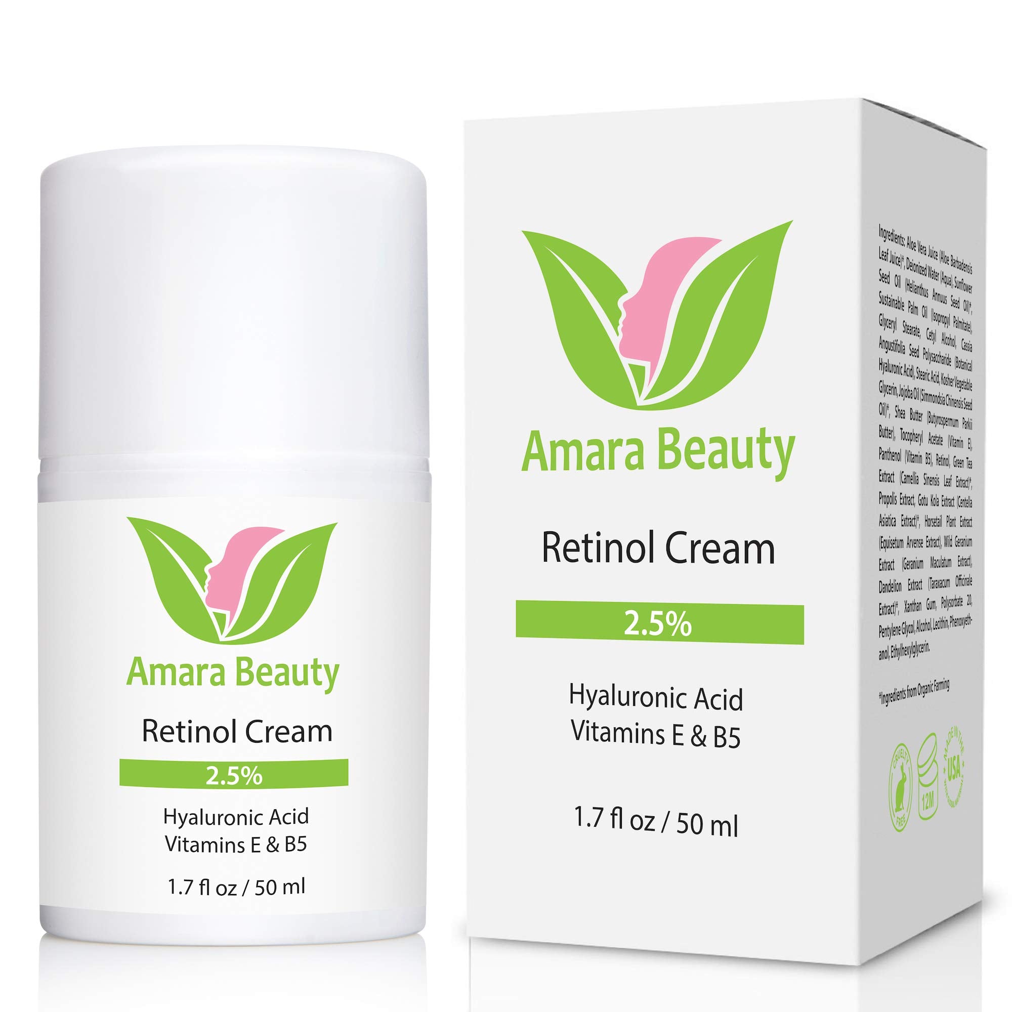 Amara Beauty retinol cream texture swatch demonstrating creamy, non-greasy finish