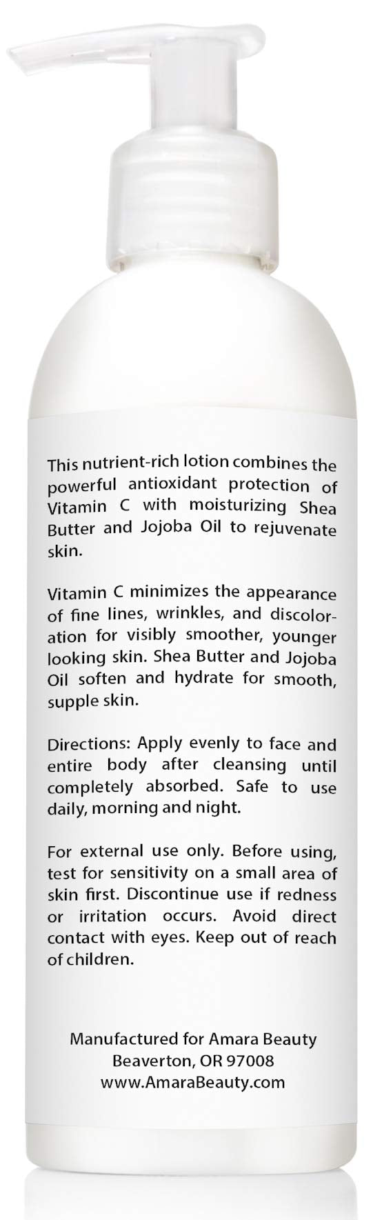 Amara Beauty Vitamin C lotion with shea butter and jojoba oil for nourishing hydration