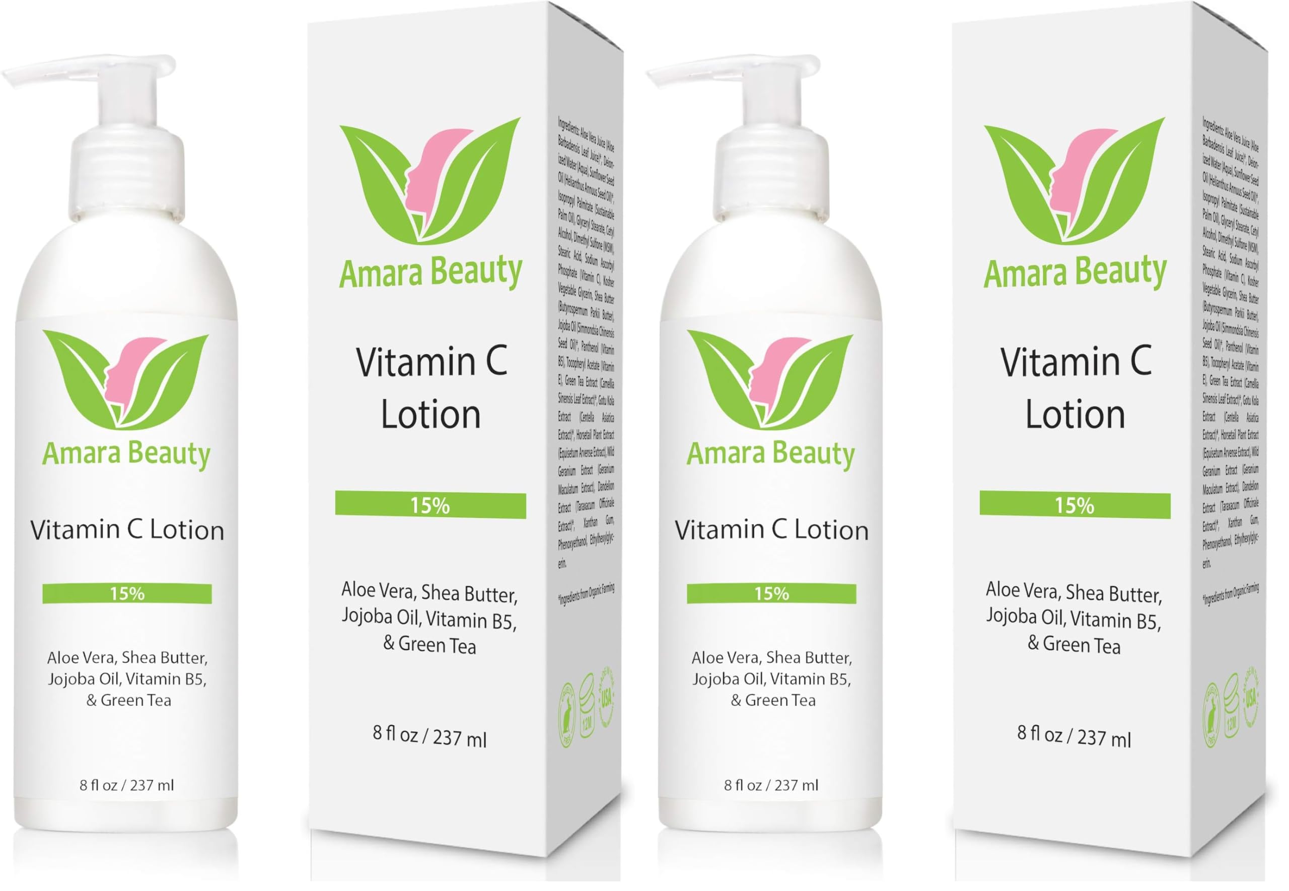 Amara Beauty Vitamin C face and body lotion 8 oz bottle for hydration