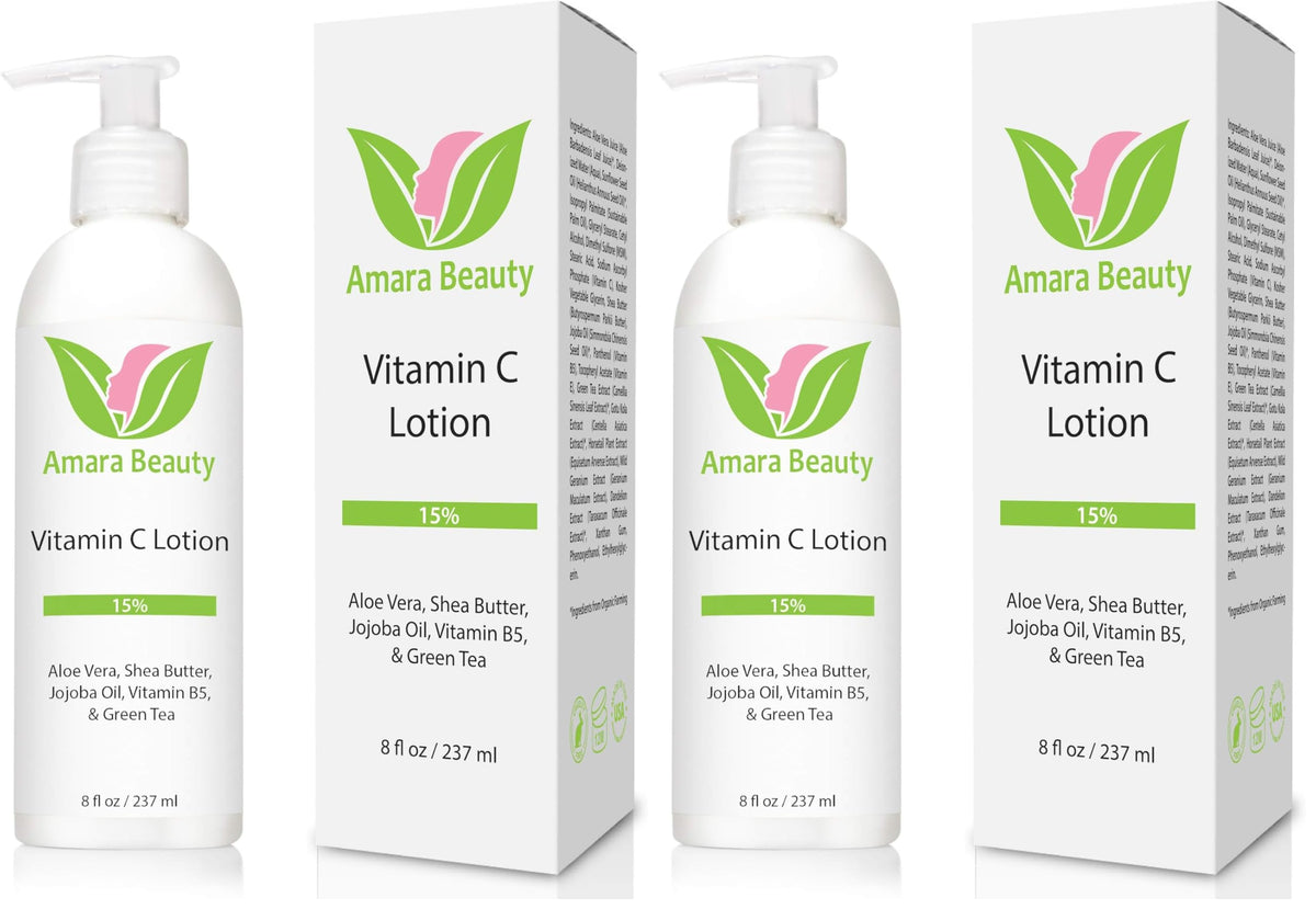 Amara Beauty Vitamin C face and body lotion 8 oz bottle for hydration