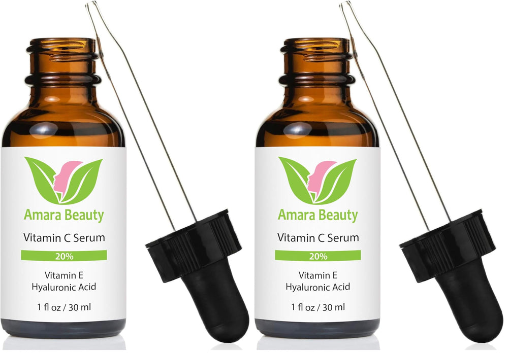Amara Beauty Vitamin C Serum bottle with brightening benefits for radiant skin.