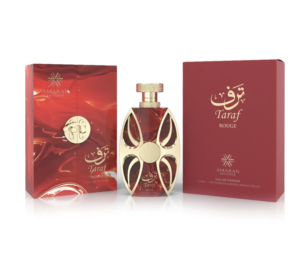 AMARAN TARAF ROUGE bottle, bold unisex fragrance for evening wear.