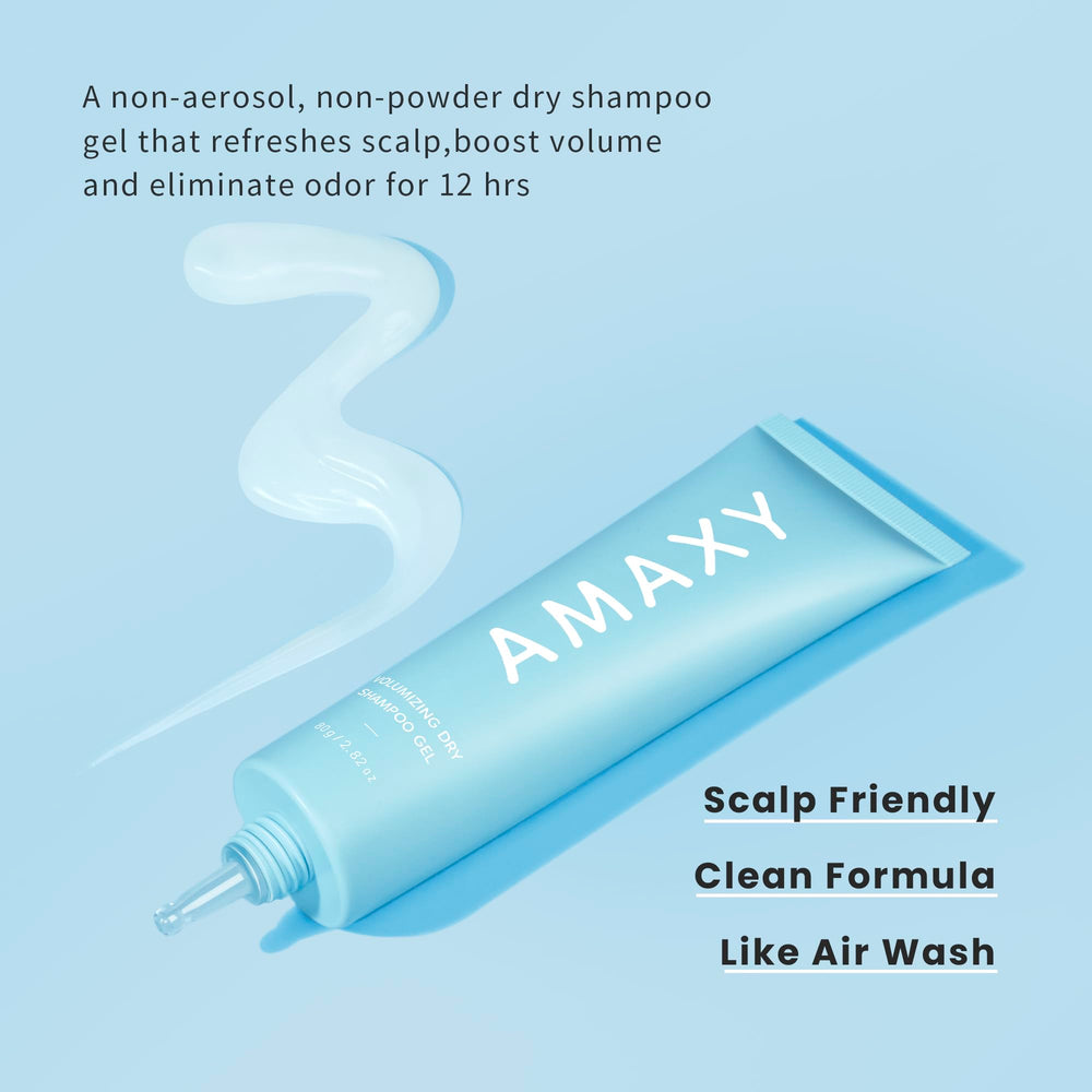 AMAXY Wet Dry Shampoo Gel pour shows quick application and non-aerosol cleansing