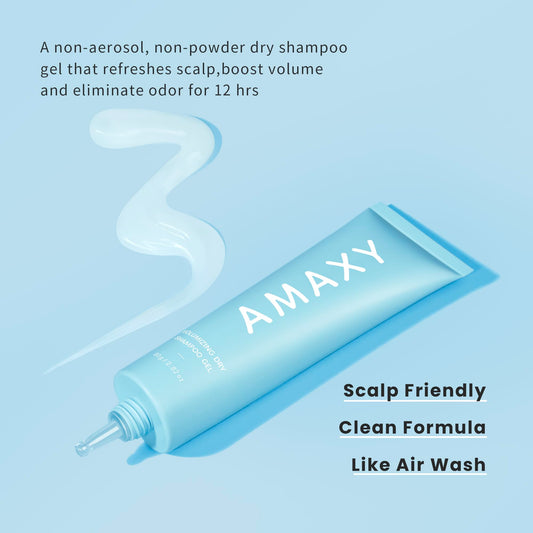 AMAXY Wet Dry Shampoo Gel pour shows quick application and non-aerosol cleansing