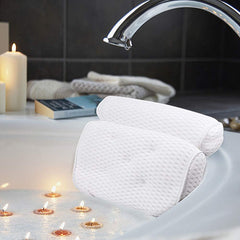 AmazeFan Bath Pillow with 4D mesh fabric for quick drying and breathability.