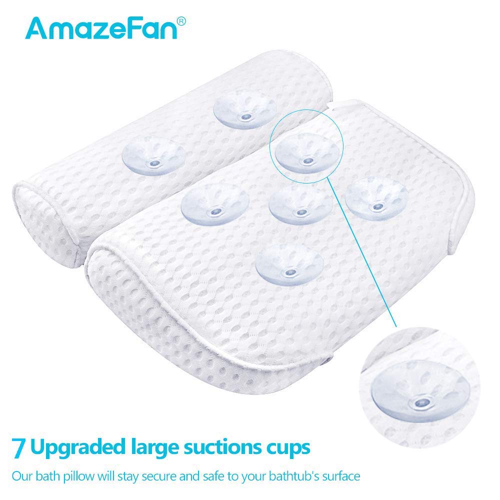 AmazeFan Pillow demonstrates machine-washability with a built-in hook for air drying.
