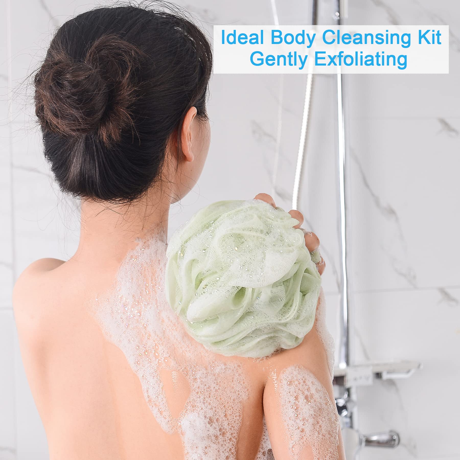 AmazerBath loofah sponge soft PE material exfoliates while staying resilient