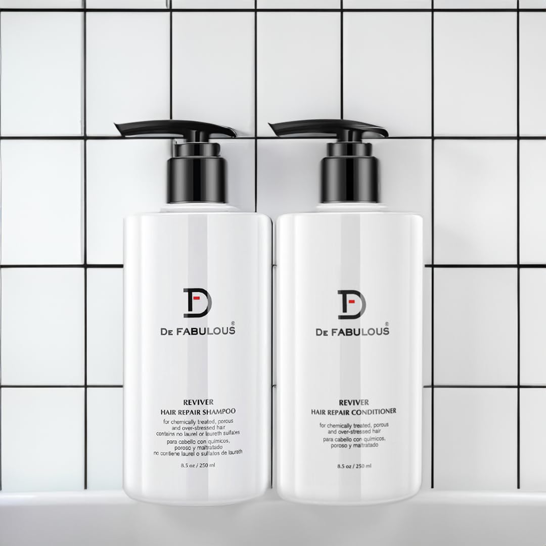 Amazon Series DF Reviver bottle pour shows easy application for revitalizing chemically treated hair
