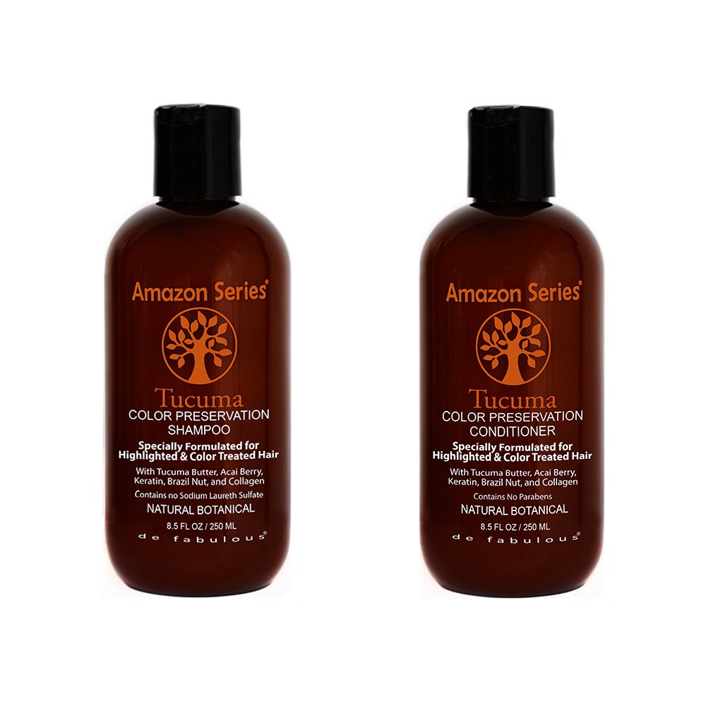 Amazon Series Tucuma Color Preservation Shampoo bottle promoting color vibrancy and hydration