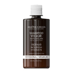 AMAZÓNICA BELEZA AMABELLE Veggie Refiner shampoo bottle on shelf highlighting vegan formula