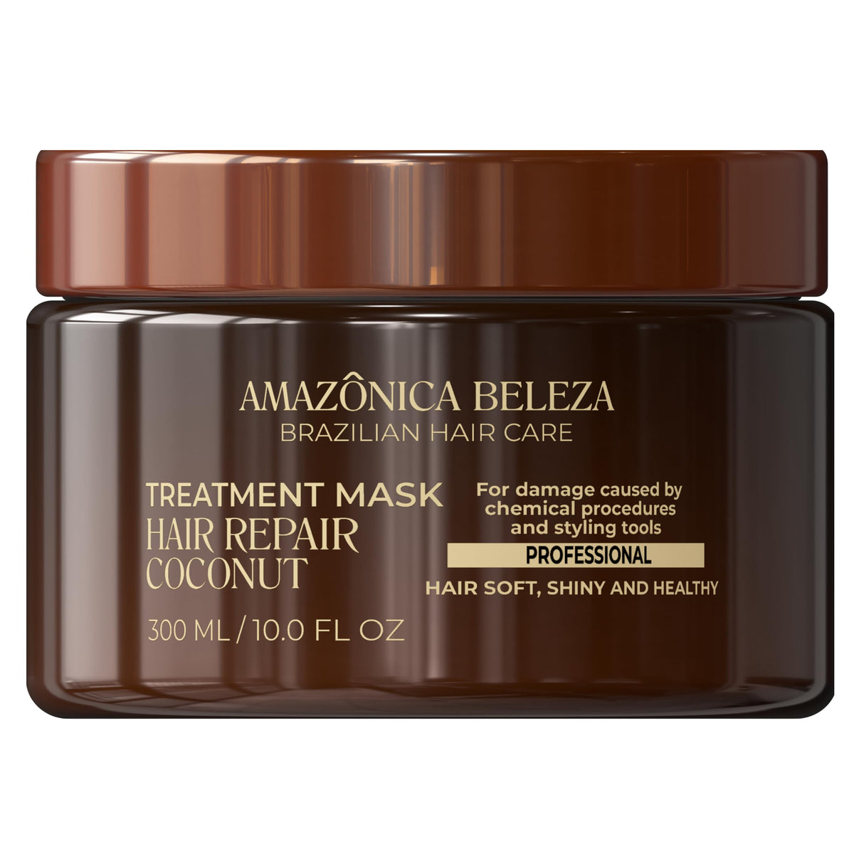 AMAZÓNICA BELEZA Amabelle coconut hair mask packaging closeup for premium repair support