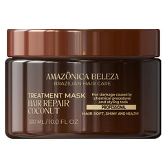 AMAZÓNICA BELEZA Amabelle coconut hair mask packaging closeup for premium repair support