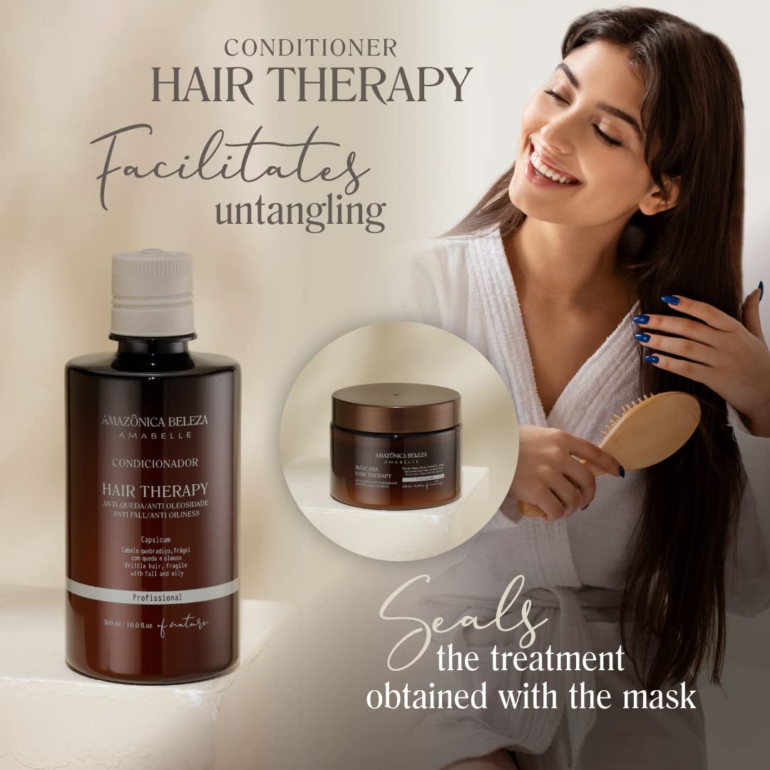 Amazonica Beleza Hair Therapy Conditioner dispensing shows convenient pump for quick post-wash routine.
