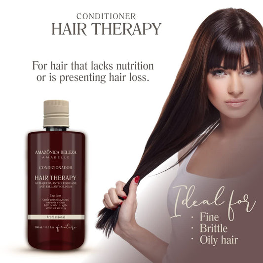 Amazonica Beleza Hair Therapy Conditioner label highlights premium ingredients.