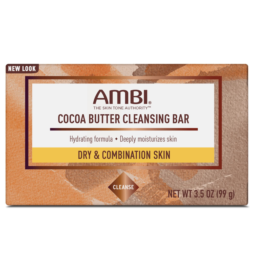 Ambi Cocoa Butter Cleansing Bar packaging box shows practical, easy-to-store design.