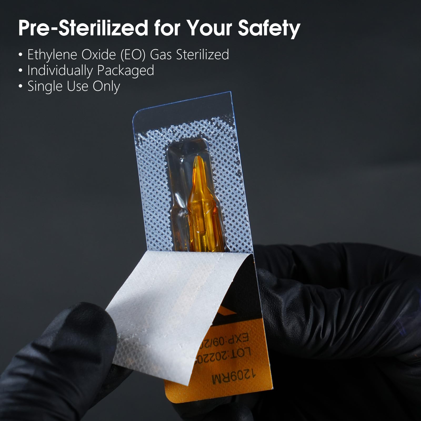 Ambition Glory 316 stainless steel needles offer durability and sterility.