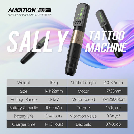 Ambition Sally PMM side view highlights slim profile for precision handling.