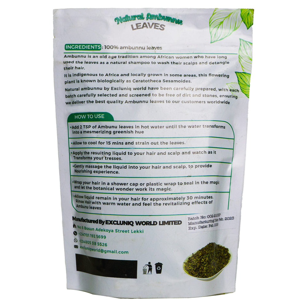 Ambunnu leaves ground powder ready to mix into a nourishing hair mask.