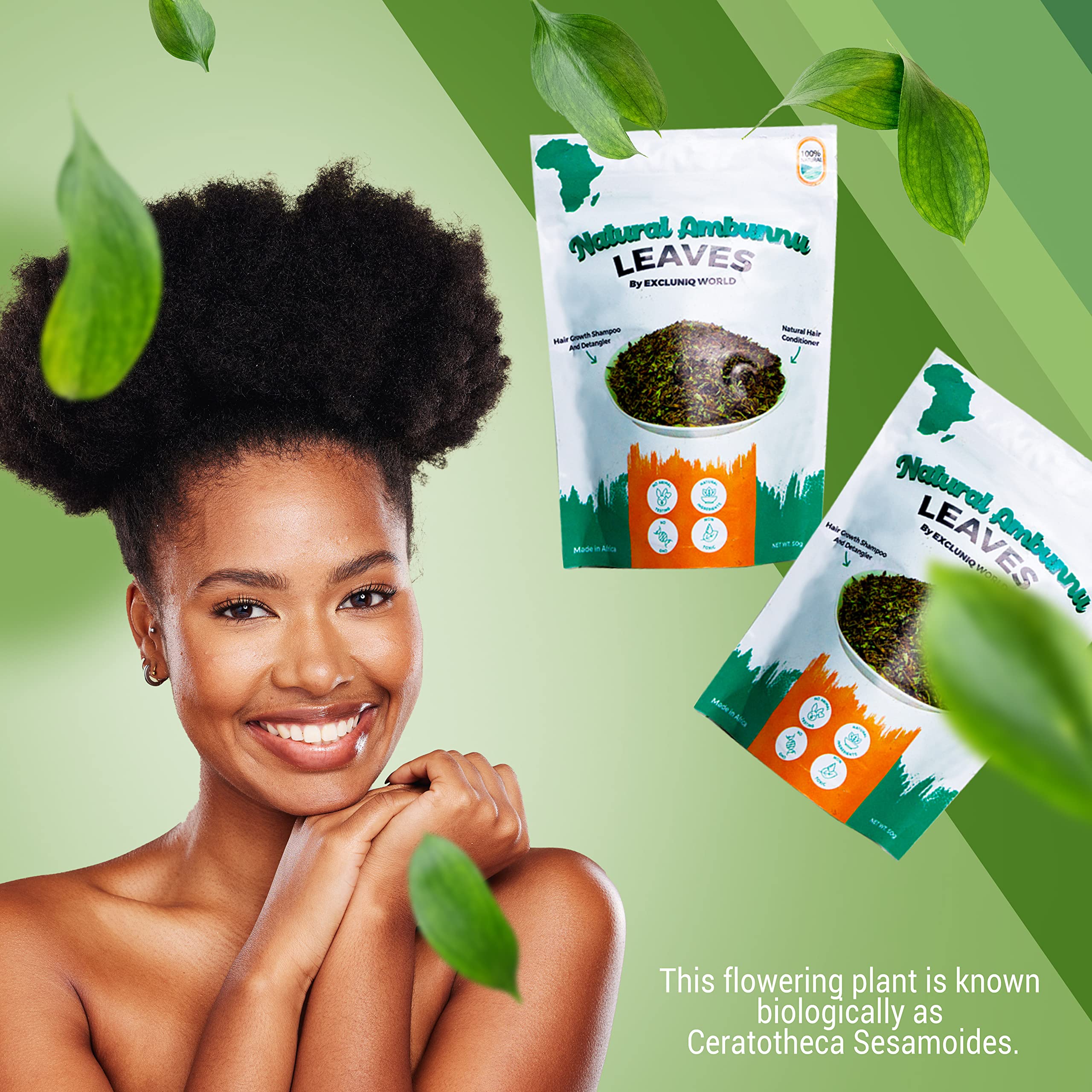 Ambunnu leaves hair mask application on scalp for moisture.