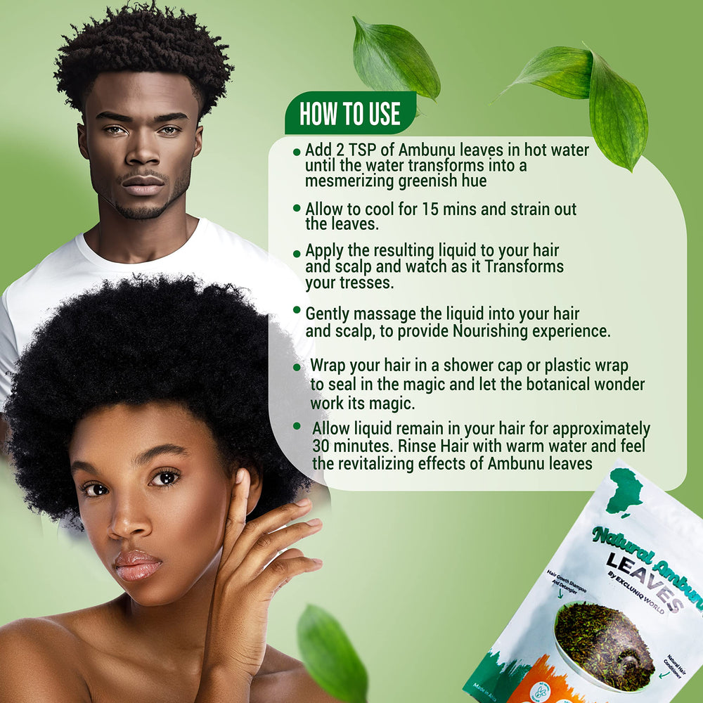 Natural Ambunnu leaves for dry or damaged hair care routine.