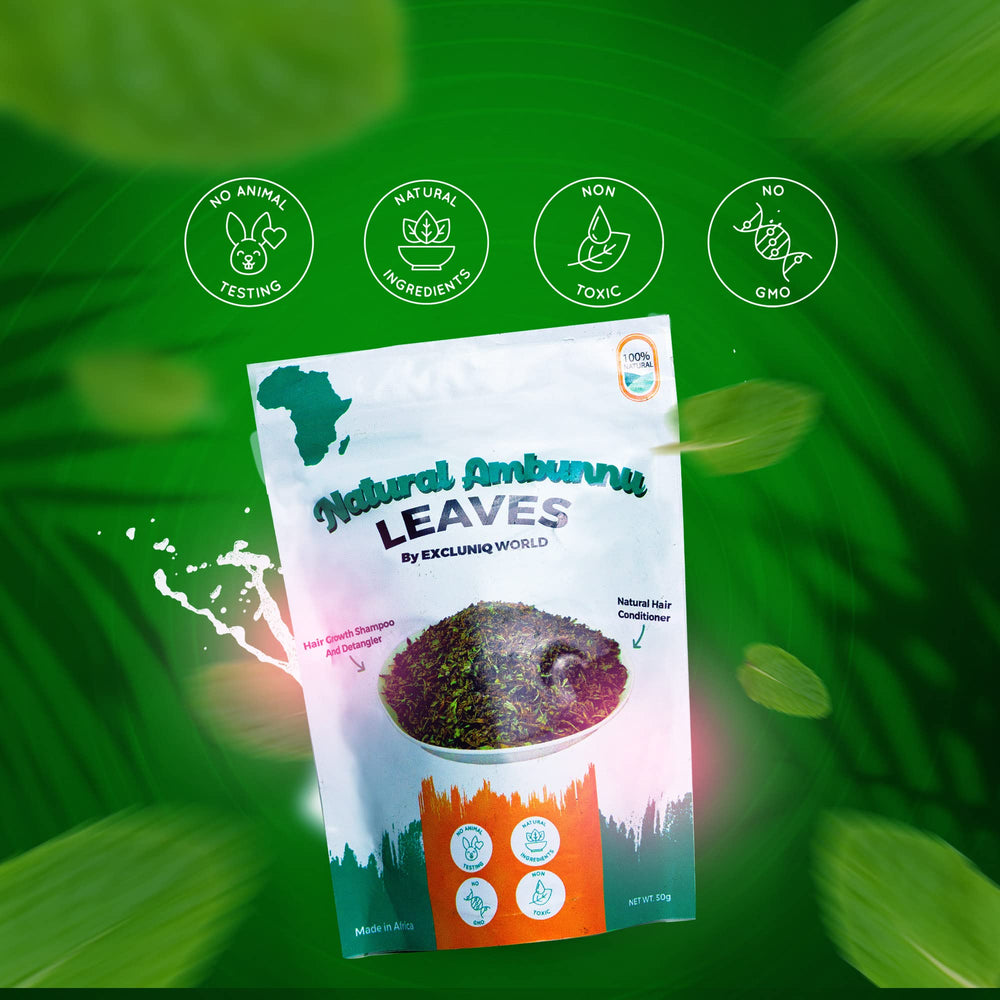 Ambunnu leaves scalp care remedy applied to soothe and balance scalp.