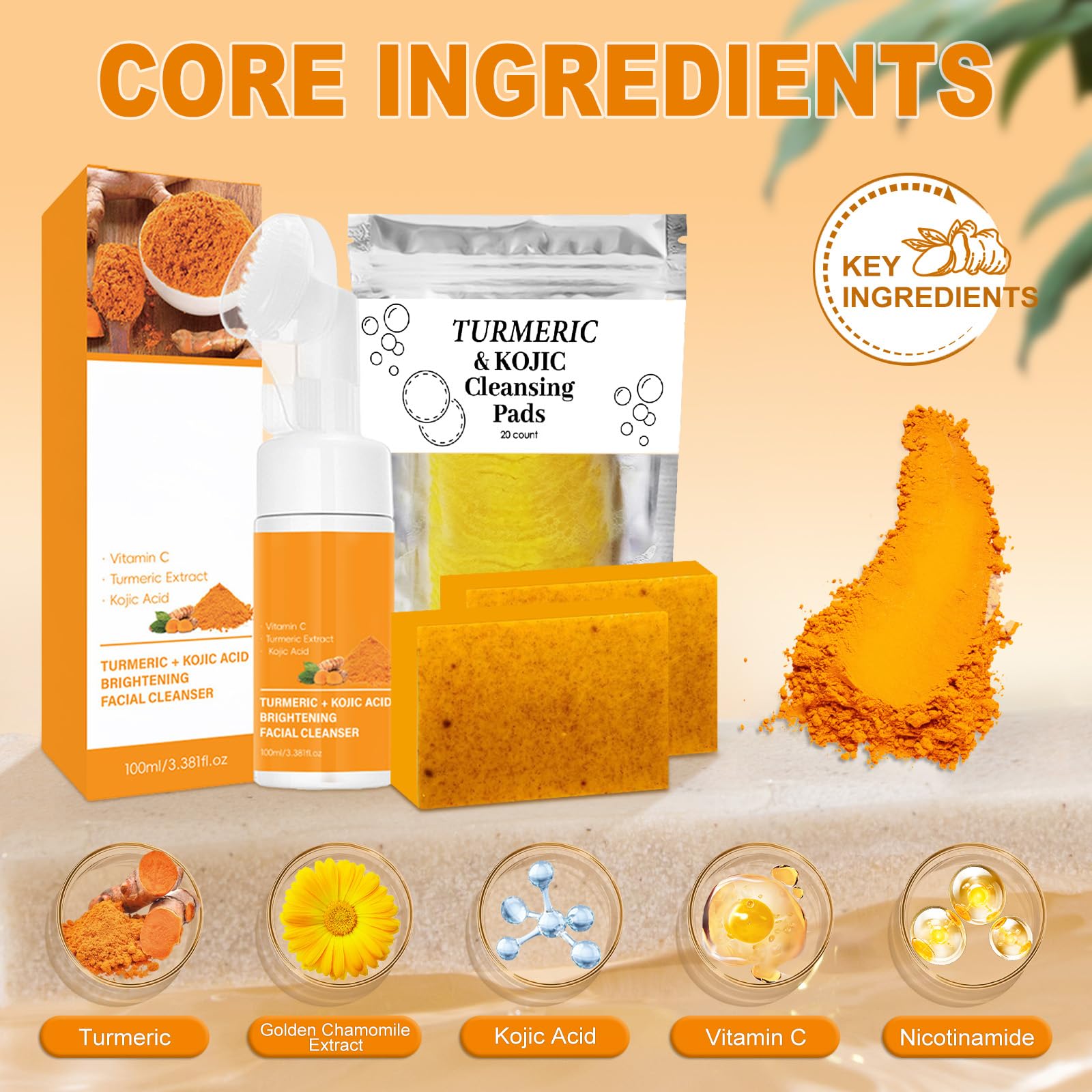 Amdele Turmeric Soap Bar with bubble net for nourishing body cleanse.