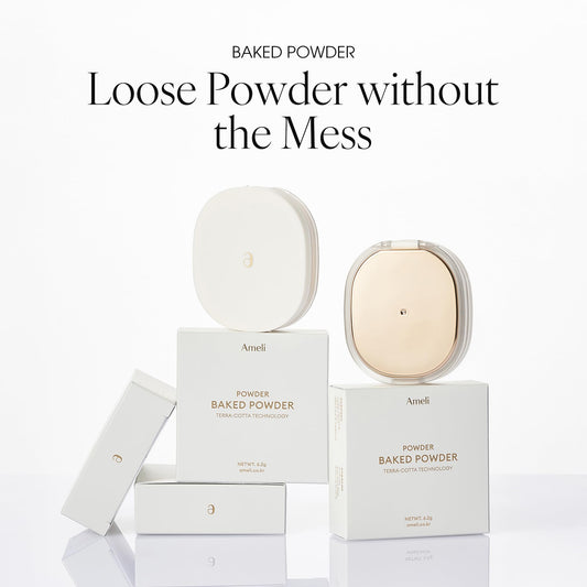AmeliSeoul Baked Powder 003 Milky Violet texture close-up, Terra-Cotta technology for comfortable skin.