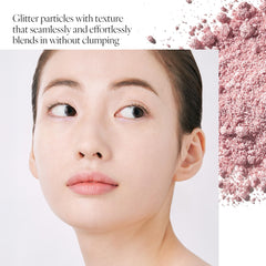 AmeliSeoul Sparkle Spot 515 applied on eyelid shows dimensional pink glitter in light.