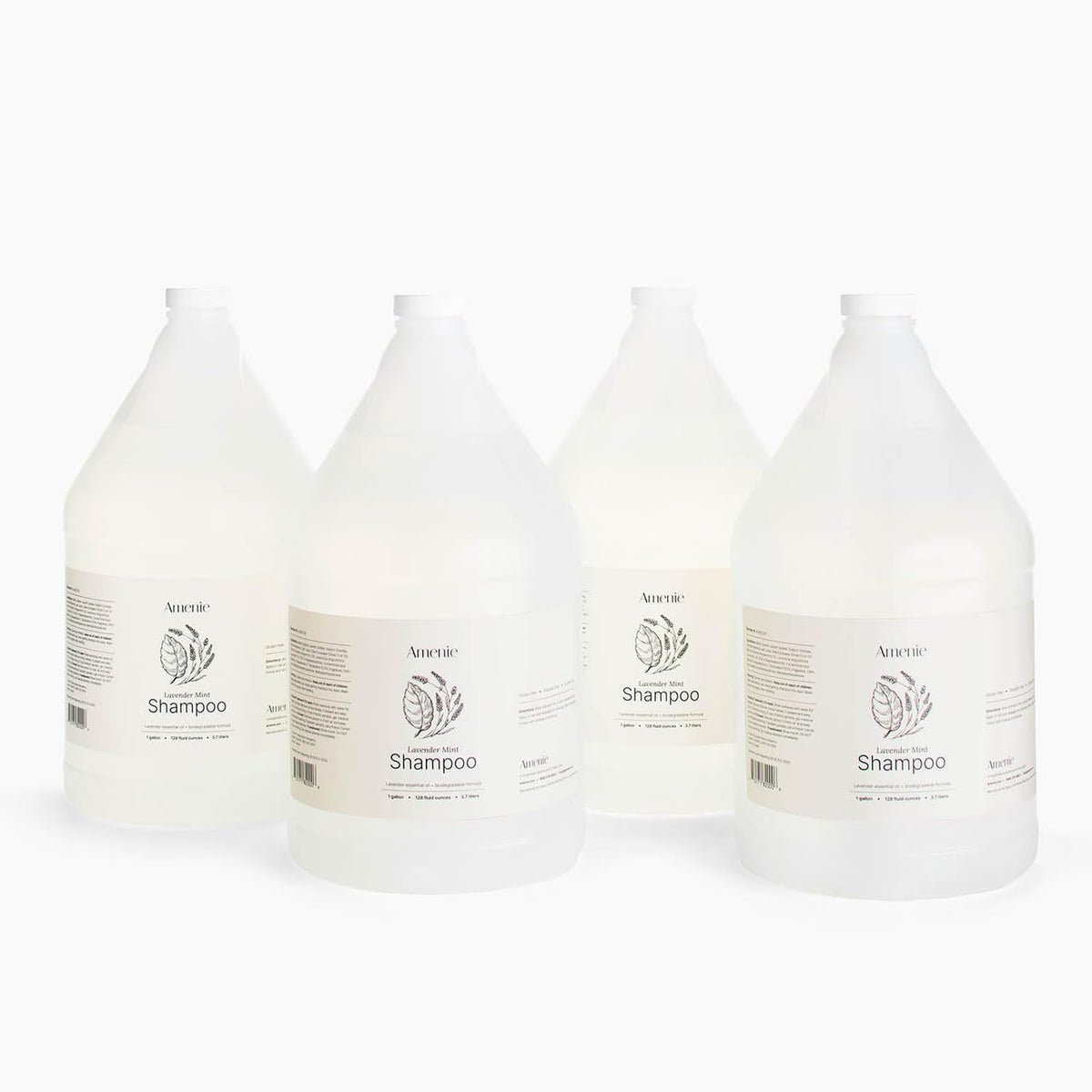 Amenie Lavender Mint Shampoo bottle close-up, spa-like cleansing and shine.
