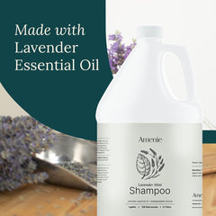 Amenie Lavender Mint Shampoo gallon case, bulk hospitality supply for guests.