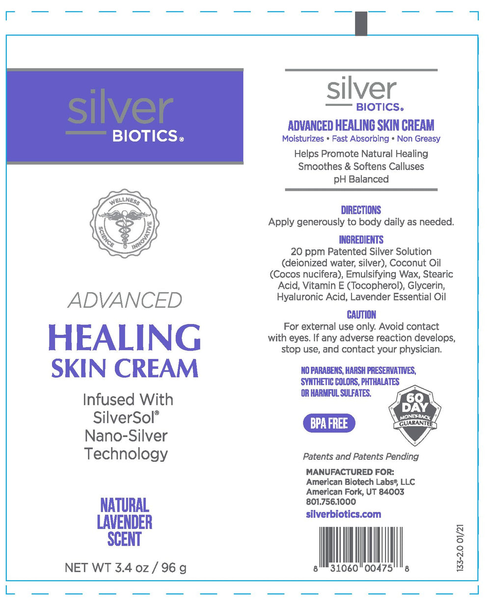 American Biotech Labs Silver Biotics lotion ingredients include Hyaluronic Acid