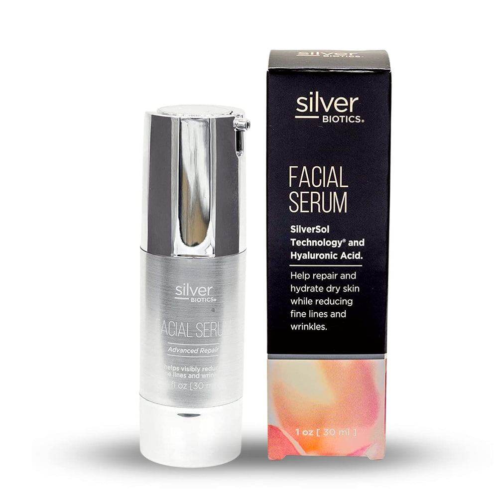 American Biotech Labs SilverSol serum bottle promotes hydration for daily skin care.