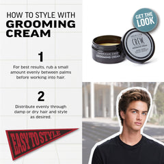 Hair with high-shine finish after using American Crew Grooming Cream.