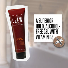 American Crew Hair Gel applied to towel-dried hair makes styling easy.