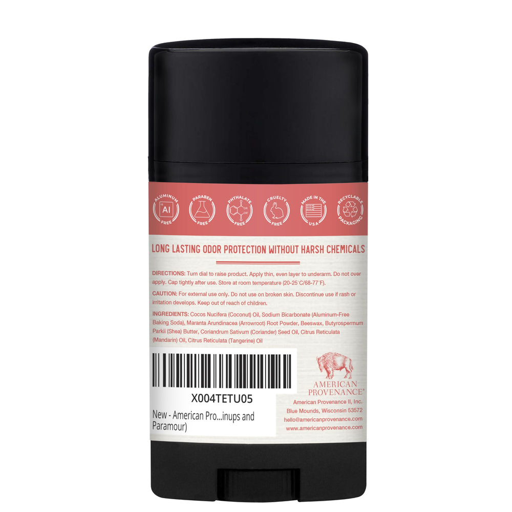 American Provenance coriander tangerine deodorant application shows easy swipe and long lasting protection