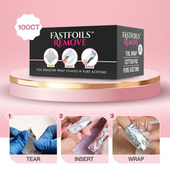 Americanails FastFoils wrapped finger demonstrates secure, even acetone contact.