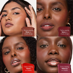 AMI COLÉ Desert Date Cream Multistick Flame showcases dewy finish on lips