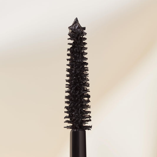Close-up of the Rich Black wand showing a buildable brush for fuller lashes.